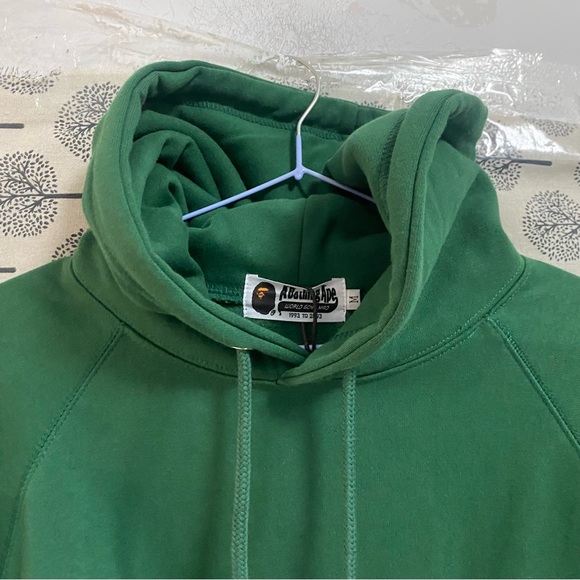 BAPE Green Loose-Fitting Hoodie With Lettering Drawstring - Picture 3 of 7